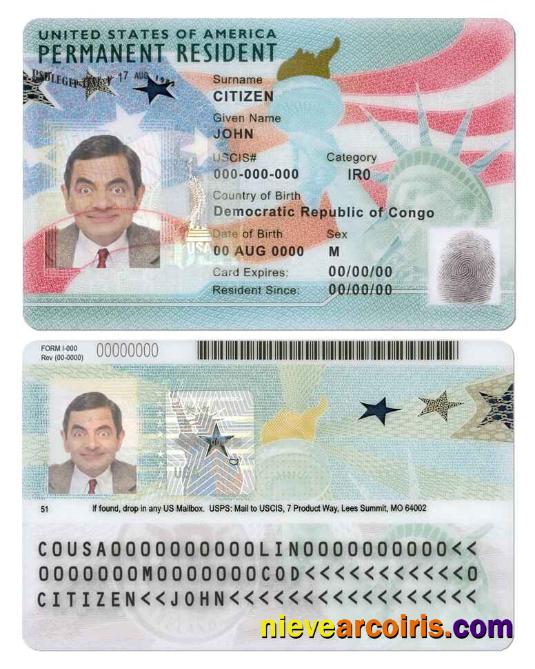 USA green card, permanent resident card (2020 – present) 